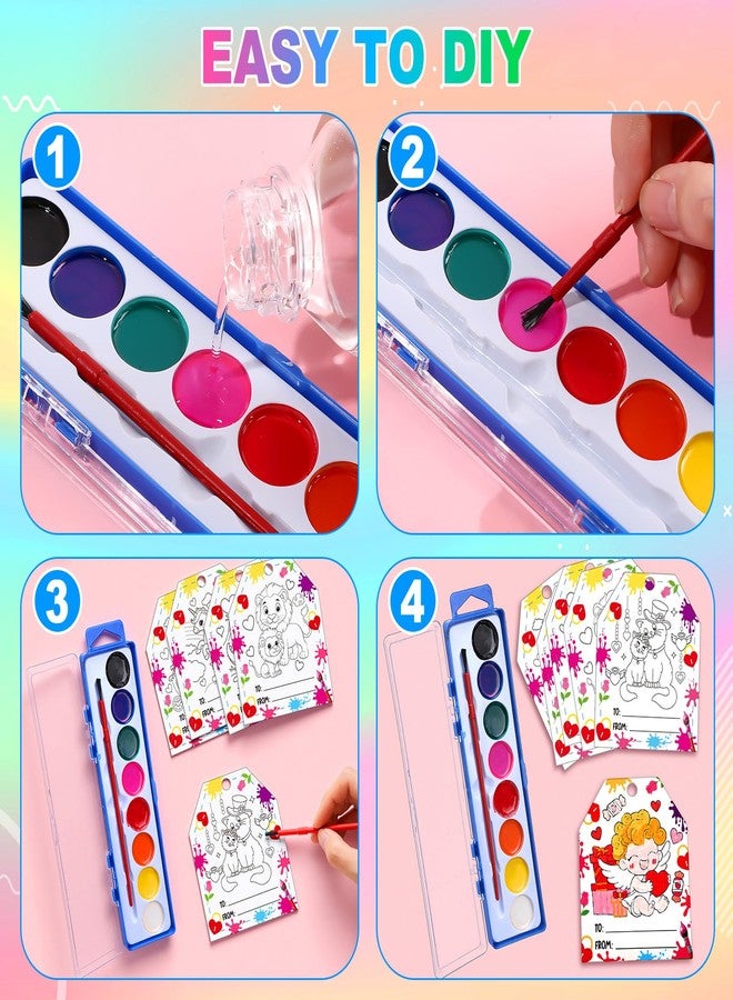 مارسبارك مجموعة ألوان مائية من مارسبارك، ٢٤ لونًا، مثالية للأطفال في عيد الحب، تتضمن بطاقات وفرشًا، مناسبة للحرف اليدوية، هدايا غير حلوى، هدايا للتبادل الصفي، هدايا لحفلات عيد الحب، قابلة للغسل. - Image 3